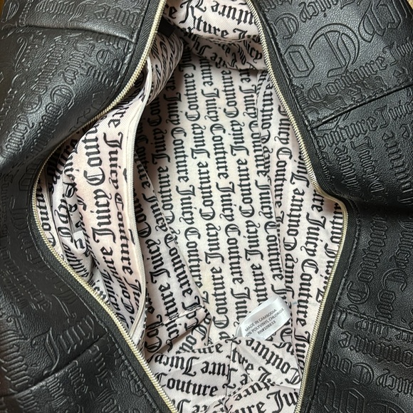 Juicy Couture Lg. Weekender Bag Black Faux Leather w Zip Coin Purse 17”x11”x8” - Picture 17 of 17